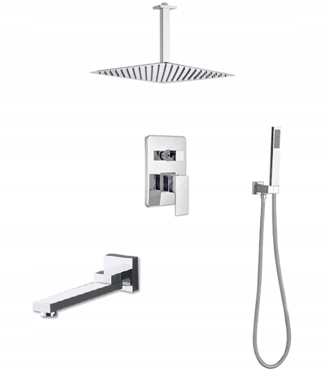 Inbouw Doucheset Chroom met Regendouche 20cm & Draaibare Uitloop