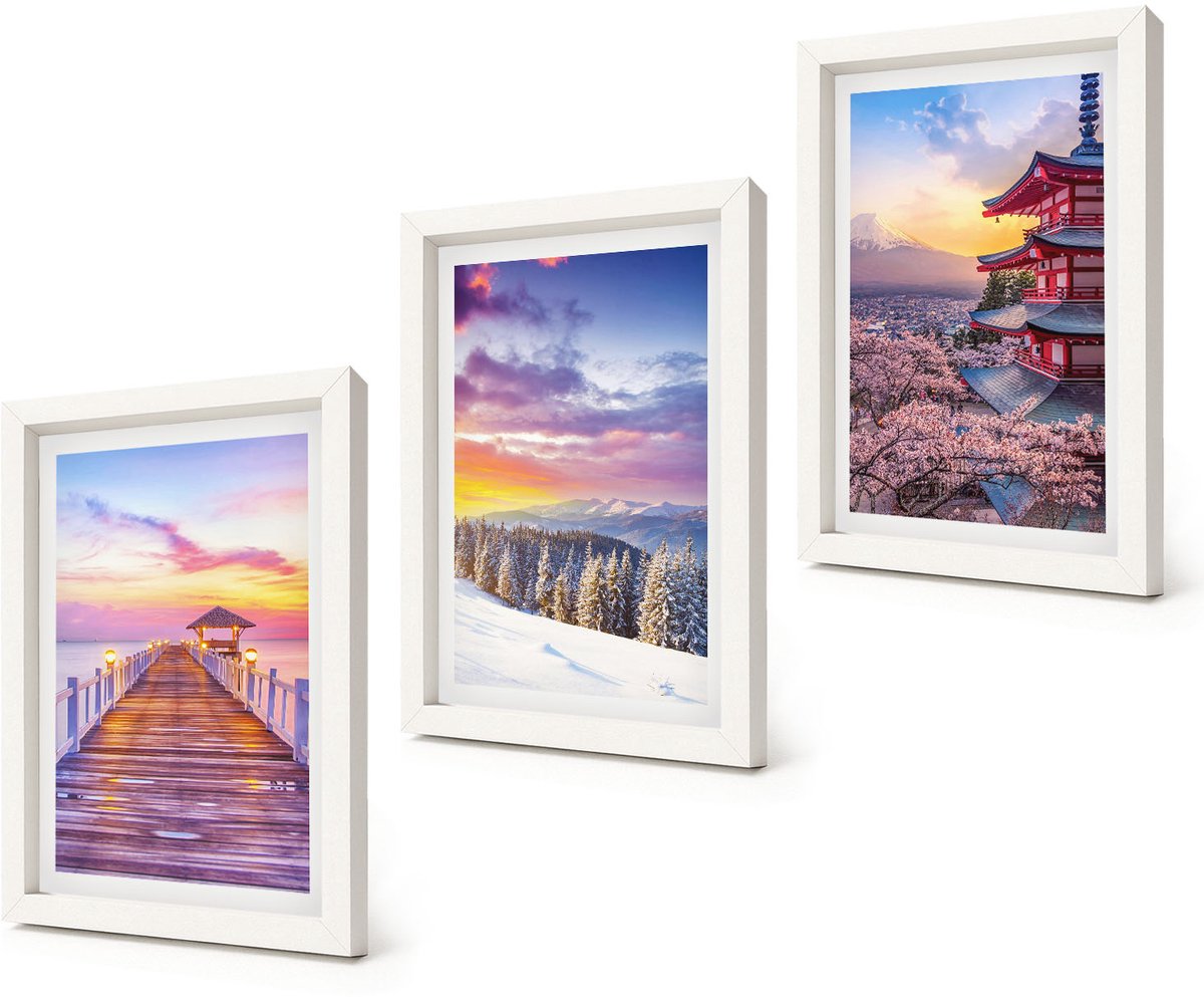 Coloray 3-Delige Schilderij Set - Romantische landschappen met schilderachtige luchten - 20x30 - Muurdecoratie - Wanddecoratie - Hal - Decoratieve Schilderijen