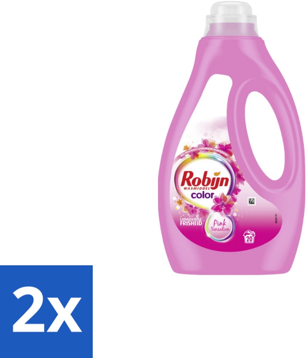 2 x Robijn - Color Pink Sensation - Vloeibaar Wasmiddel - 20 Wasbeurten - Wasmiddel - Kleurwas - Wasverzachter - Biologisch Afbreekbaar - Vloeibaar Wasmiddel