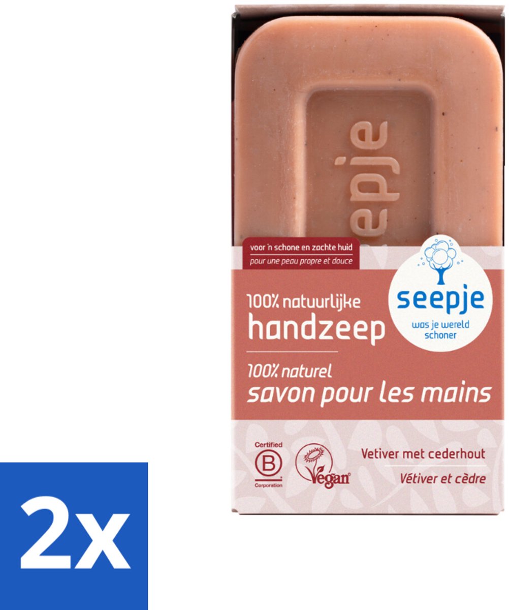 2 x Seepje - Handzeep - Duurzaam & Milieuvriendelijk - Vetiver met Cederhout - 120 gr - Handzeep - Vaste Zeep - Biologische Zeep - Duurzame Zeep - Milieuvriendelijke Zeep