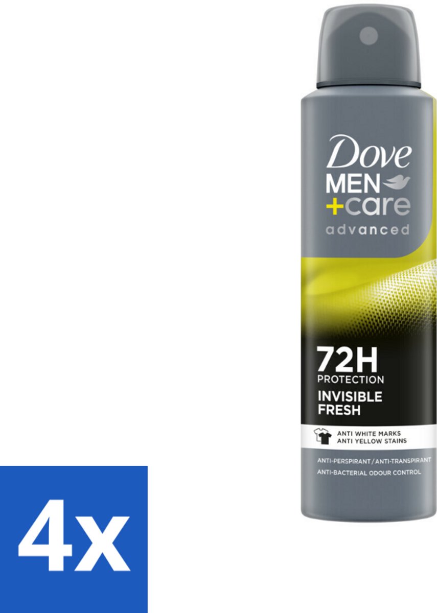 4 x Dove Men+Care Deodorant Spray - Invisible Fresh - 150 ml - Deodorant Spray - Anti-transpirant - Mannen Deodorant - 72 Uur Bescherming - Onzichtbare Formule