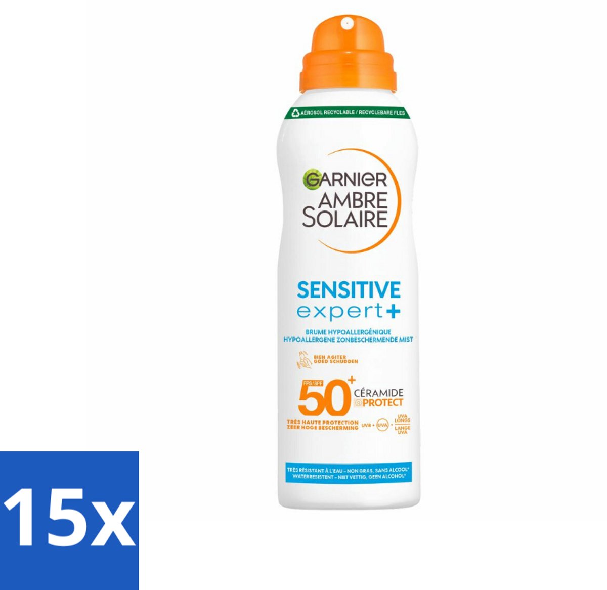 Garnier - Ambre Solaire - Mist Spray - Sensitive Expert+ - SPF 50+ - 150 ml - Bulkverpakking - 15 stuks