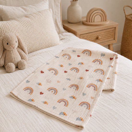 Droomdotje Hydrofiele XL Doek Droomboog - Regenboog Print - Multifunctioneel — afbeelding 2
