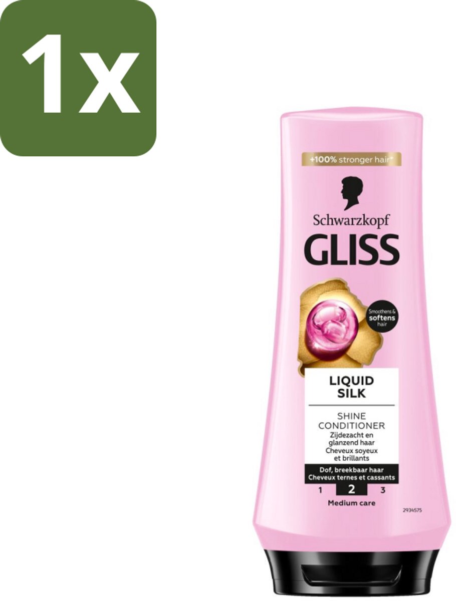 1 x Gliss - Hair Repair - Conditioner met Liquid Silk voor Zijdezacht Haar - 200 ml - Haarverzorging - Zijdezachte Glans - Haarrepair - Glansversterking - Droog Haar
