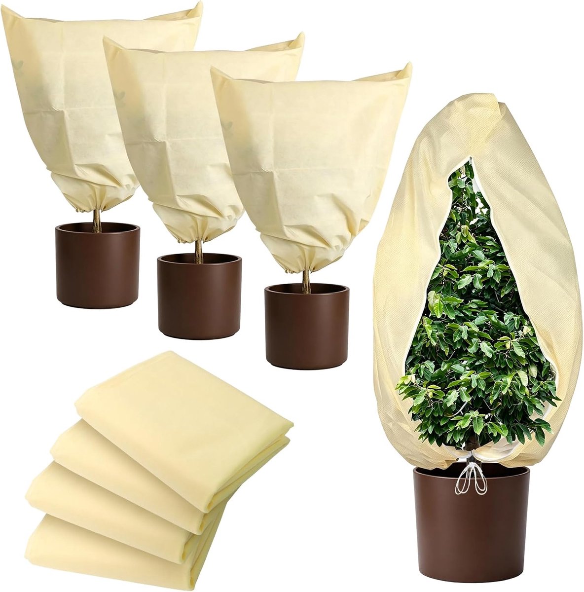 Plant vorstbescherming hoes 80 x 100 cm - dikke ademende niet geweven deken - met rits en trekkoord - ShopVlot