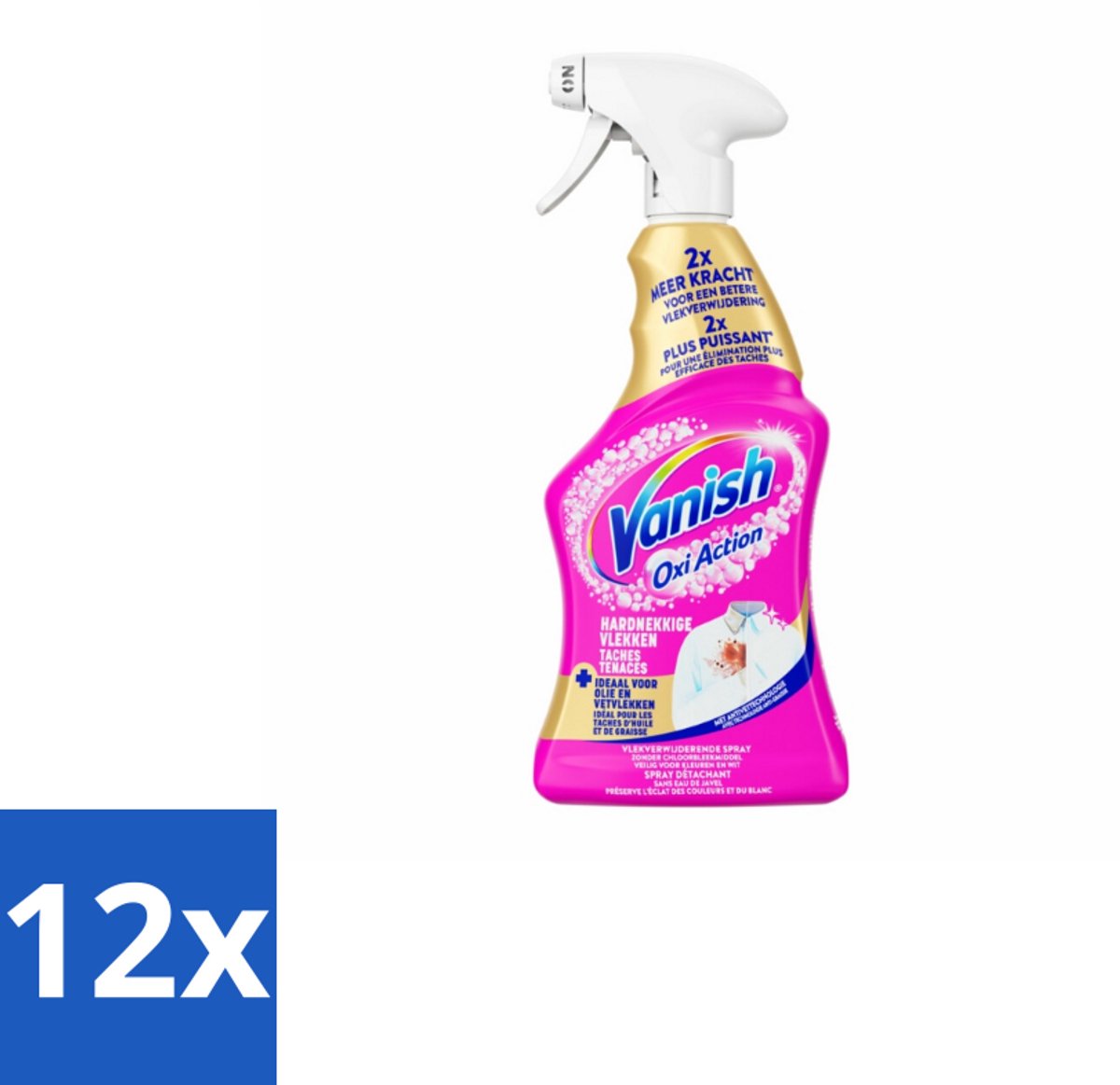 12 x Vanish - Vlekverwijderaar - Spray - Hardnekkige Vlekken - 500 ml - Vlekkenverwijderaar - Vlekkenspray - Hardnekkige Vlekken - Wasmiddel - Voorbehandeling