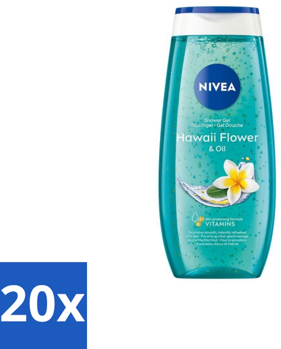 NIVEA - Douchegel - Hawaii Bloem & Olie - Verzorgend & Verfrissend - 250 ml - Bulkverpakking - 20 stuks