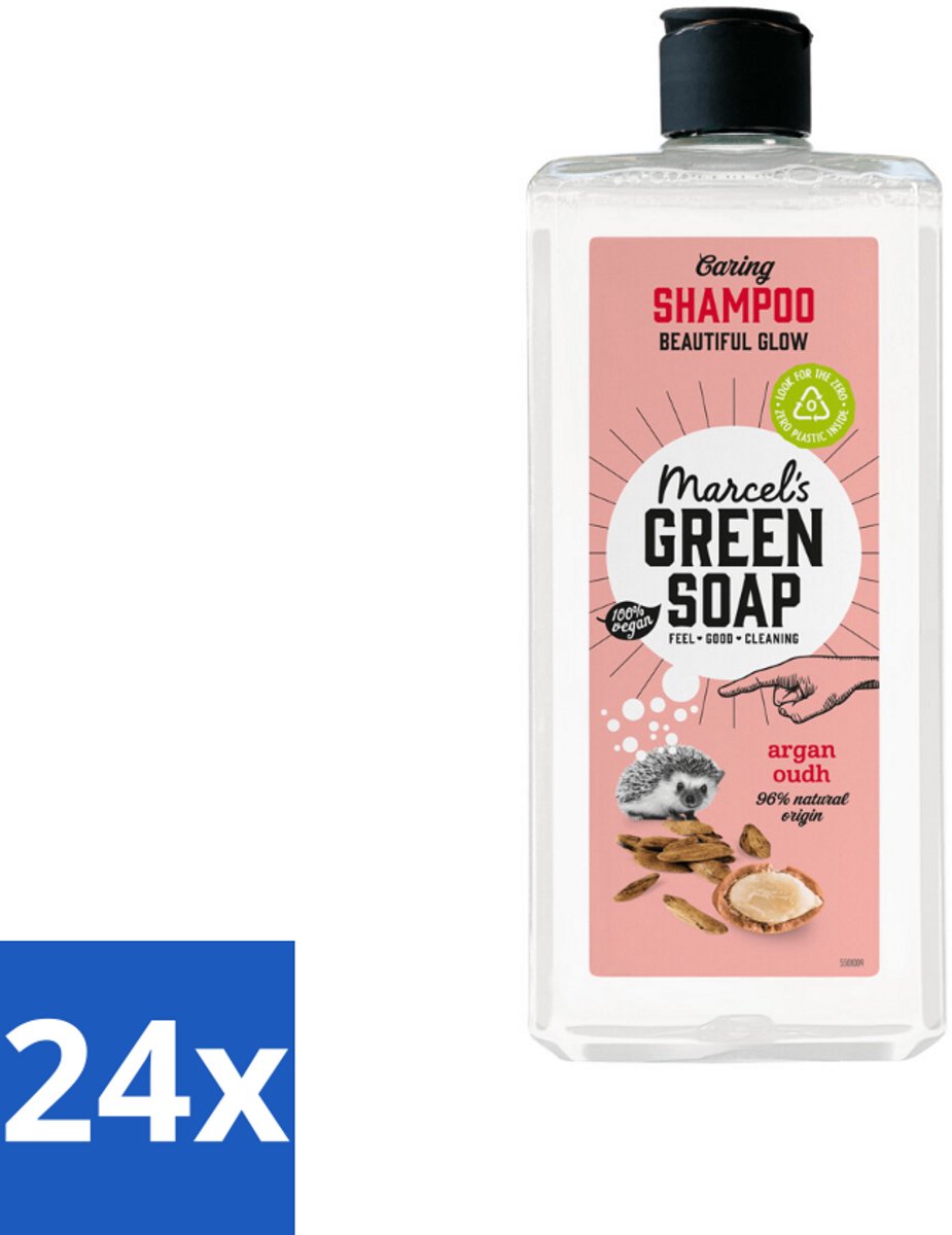 24 x Marcel's Green Soap - Shampoo - Argan & Oudh - Versterkt & verzorgt - 300 ml - Haarverzorging - Shampoo - Argan Olie - Oudh - Vegan Shampoo
