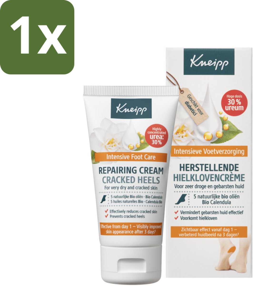 1 x Kneipp - Hielklovencrème - 30 % ureum - Geschikt voor diabetici - 50 ml - Kneipp Hielklovencrème - 30% Ureum - Voetcrème - Droge Hielen - Gebarsten Hielen