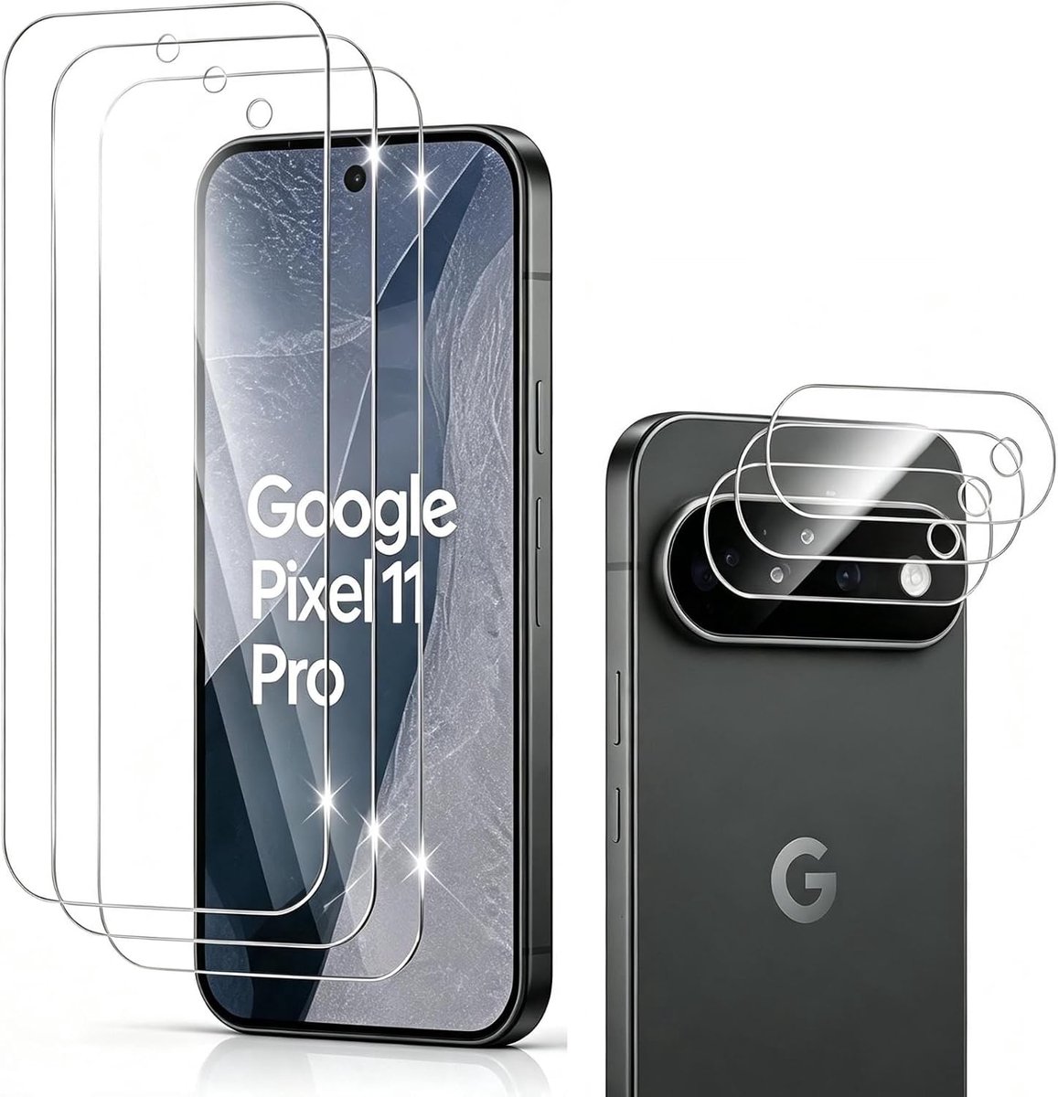 Screen protector voor Google Pixel 11 Pro - 3 stuks gehard glas - 9H hardheid - krasbestendig - ShopVlot
