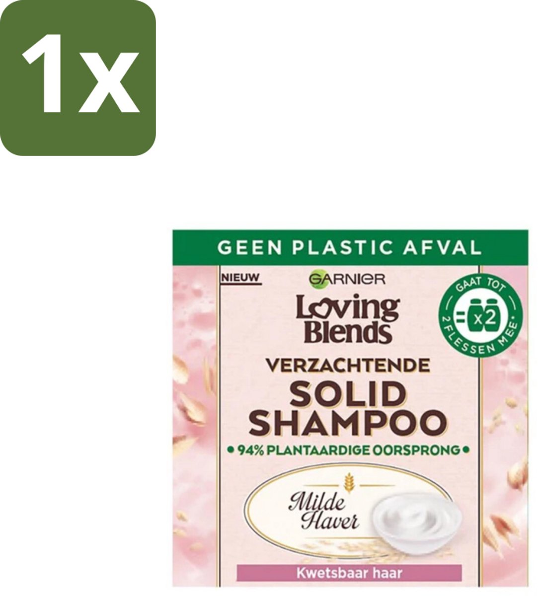 1 x Garnier - Loving Blends Milde Haver - Solid Shampoo Bar - Kwetsbaar Haar - 60 g - Shampoo Bar - Milde Shampoo - Kwetsbaar Haar - Haarverzorging - Duurzaam Haarverzorging