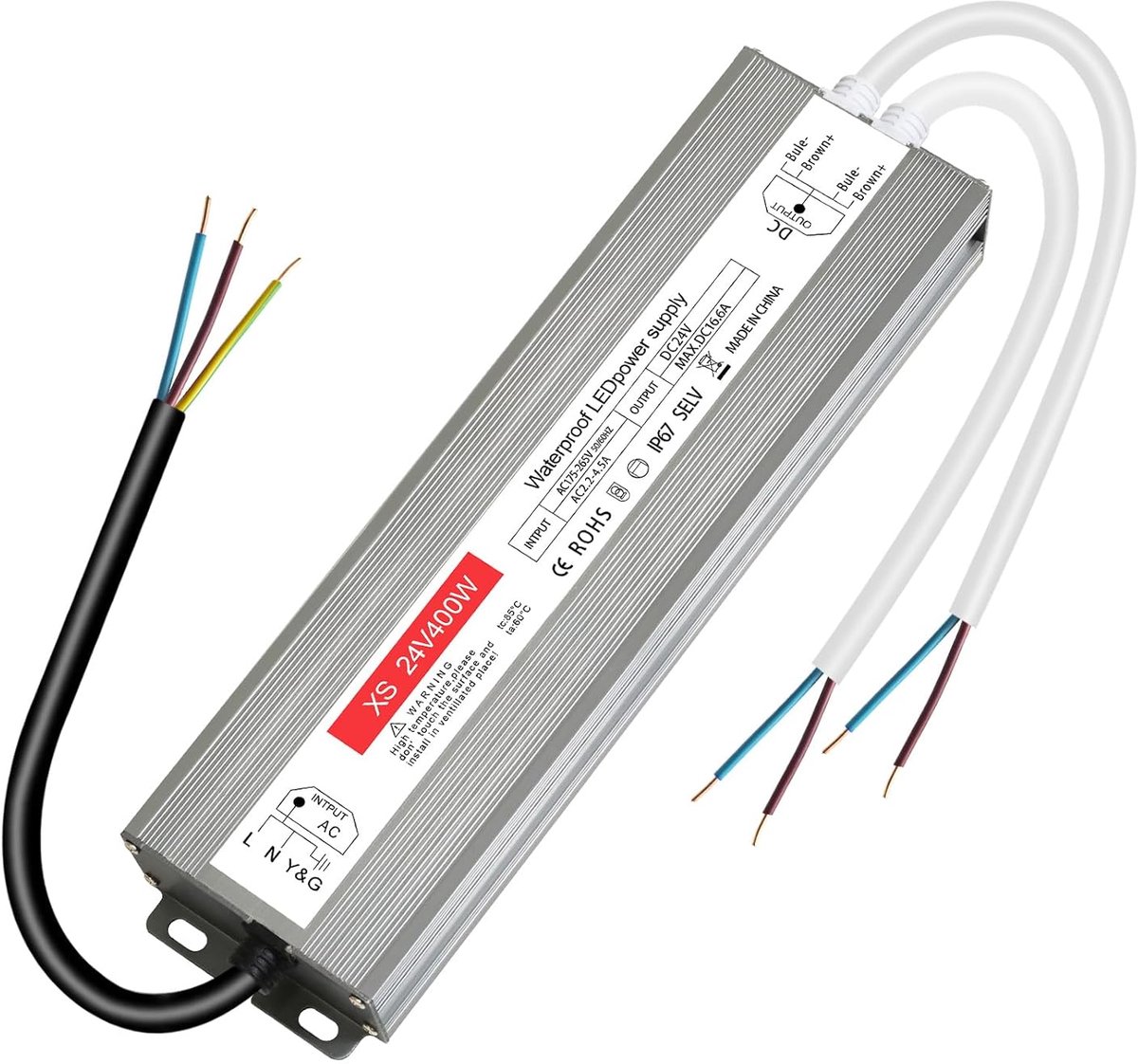 led transformator 24V 16.6A - IP67 waterdicht - 400W vermogen - ideaal voor G4 GU5.3 MR11 MR16 verlichting - ShopVlot