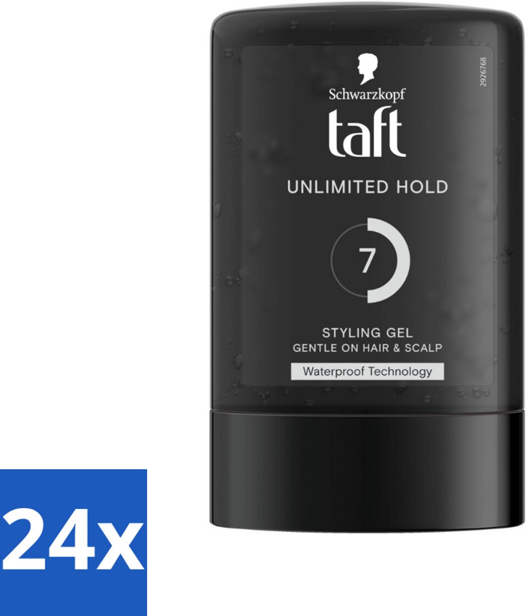 24 x Taft - Unlimited Hold 7 - Styling Gel - Onbegrensde hold - 300 ml - Haargel - Taft - Unlimited Hold - Sterke Fixatie - Waterbestendig