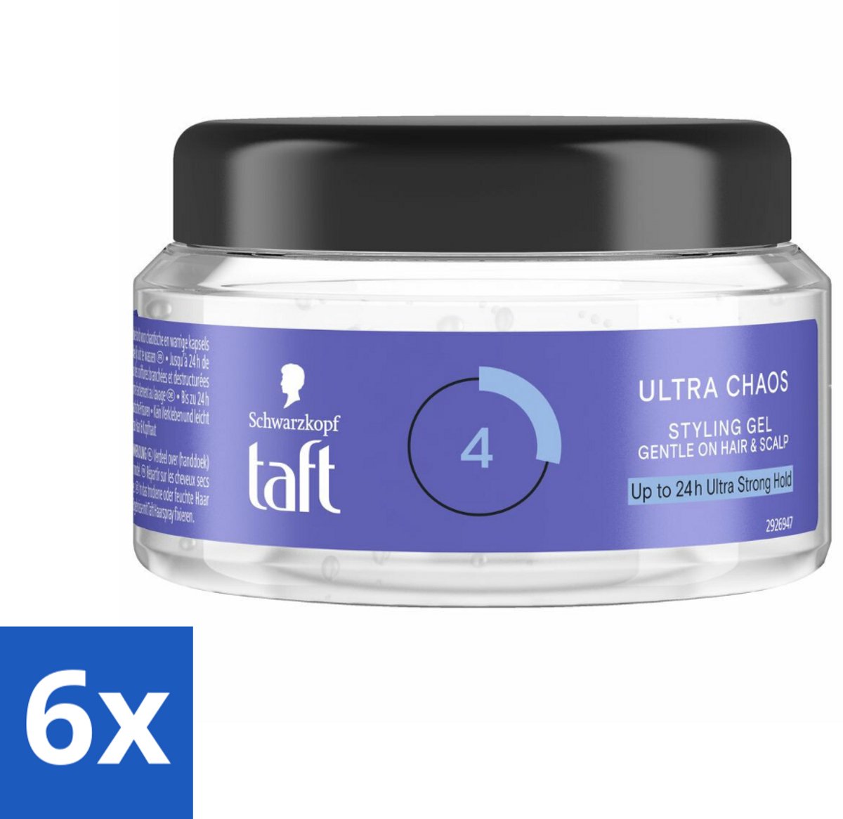 6 x Taft - Ultra Chaos 4 - Styling Gel - Creatieve fixatie - 250 ml - Haar Gel - Styling Gel - Messy Look - Sterke Fixatie - Korte Haar