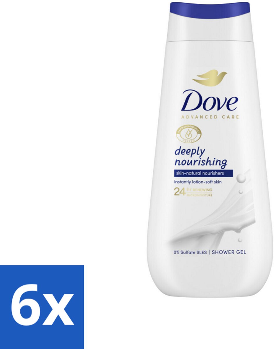 6 x Dove Douchecrème - Deeply Nourishing - 225 ml - Douchegel - Dove - Verzorgende Douchegel - Hydraterende Douchegel - Droge Huid