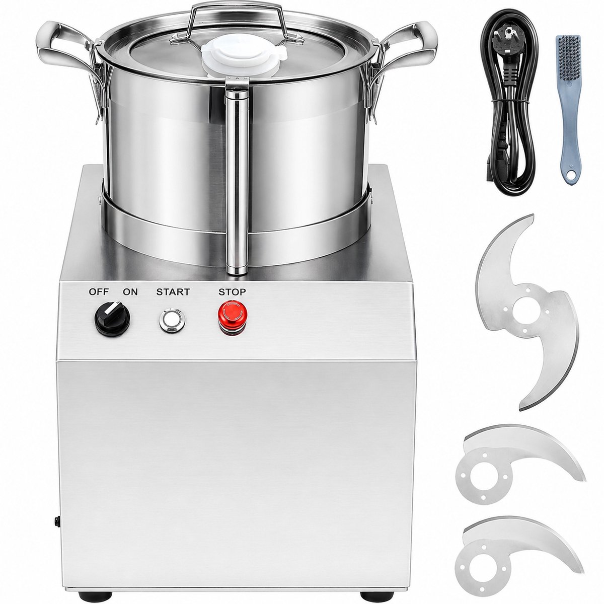 DPLUNIQ Hakmolen - Blender - Foodprocessor - Snijmachine - 3 Mesjes - 15L - 1400W - Professioneel - Antislip - Draaghandvat - RVS