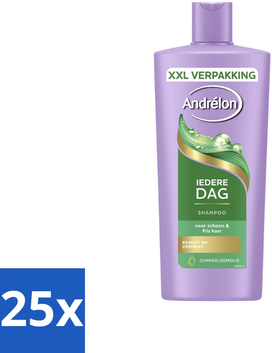 25 x Andrélon – Shampoo – Iedere Dag – 685 ml - Iedere Dag Shampoo - Zonnebloemolie Shampoo - Mild Shampoo - Haar Reinigen - Dagelijks Haarwassen