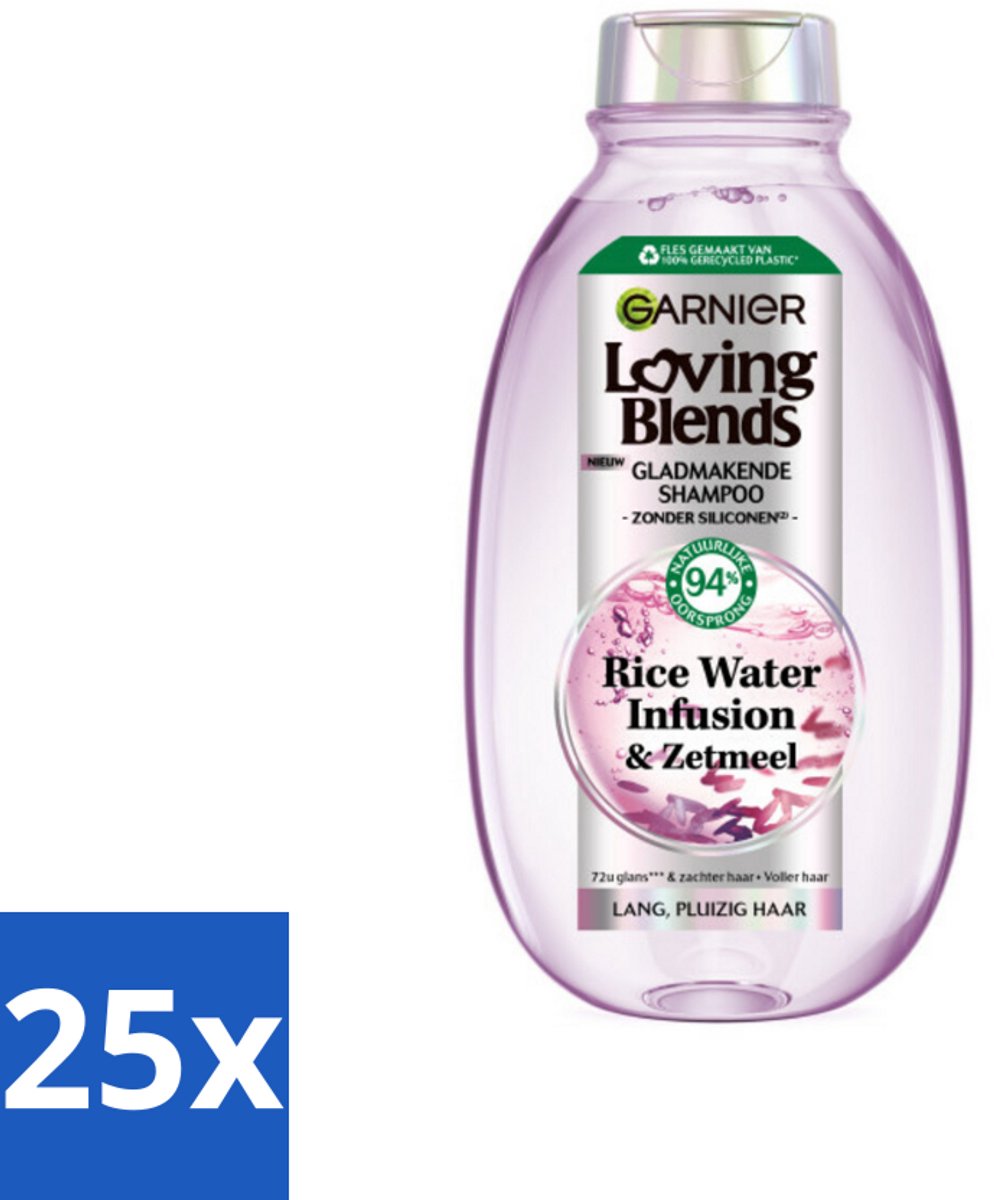 25 x Garnier - Loving Blends - Shampoo - Rice Water Infusion - Glans & Zachtheid - Lang Haar - 300 ml - Rice Water Shampoo - Glans Haar - Zachtheid Haar - Lang Haar Verzorging - Haarhydratatie