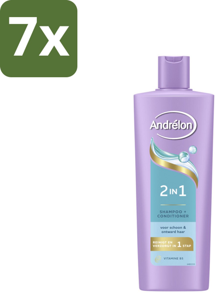 7 x Andrélon – Shampoo 2-in-1 – Iedere Dag – 400 ml - 2-in-1 Shampoo En Conditioner - Haar Verzorging - Vitamine B5 - Haartype - Haarkleur