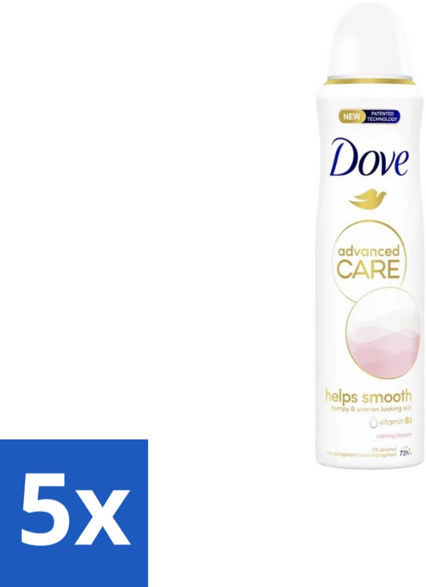 5 x Dove Deodorant Spray - Advanced Care - For Smooth Skin - 150 ml - Dove Deodorant Spray - Calming Blossom - Anti-transpirant Spray - Bloemige Geur - Vitamine B3