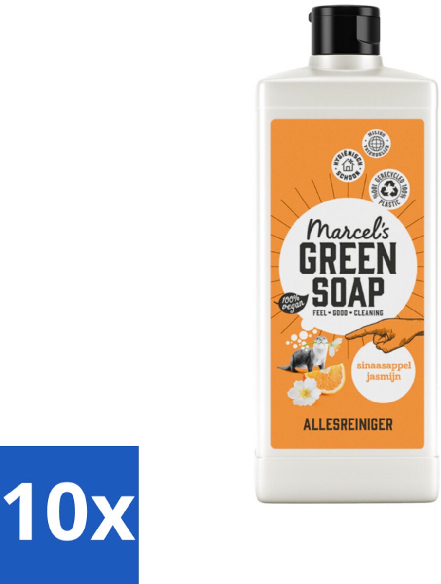 10 x Marcel's Green Soap - Allesreiniger - Sinaasappel & Jasmijn - Natuurlijk & effectief - 750 ml - Allesreiniger - Natuurlijke Reiniger - Plantaardige Zepen - Vet Verwijderen - Vuil Verwijderen