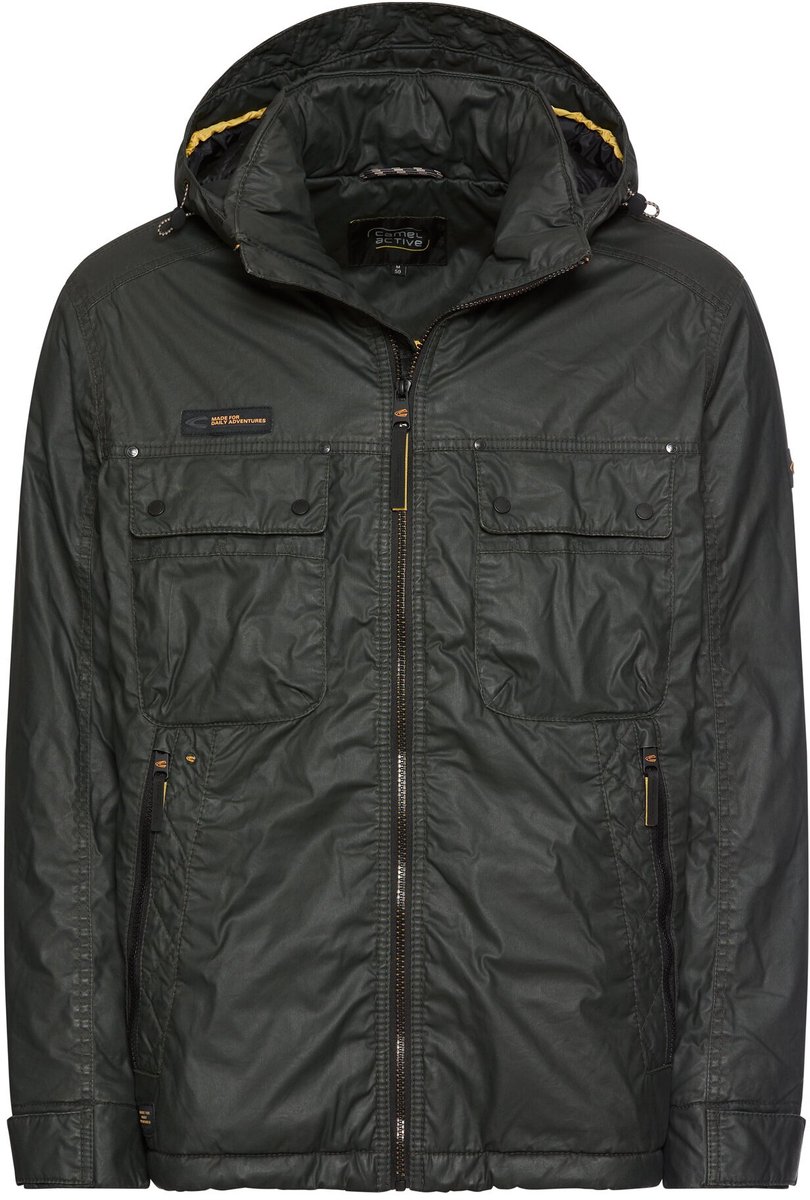 camel active Multipocket jas van gewaxte katoen - Maat menswear-28 - Olijfgroen