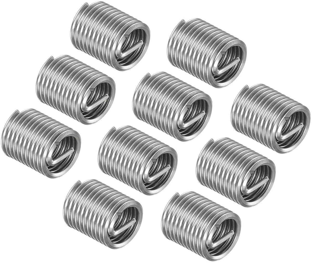 Steel Wire Inserts, M10 x 1.5 2D Length 20 mm, Spiral Screw Insert Made of Stainless Steel 304 - ShopVlot