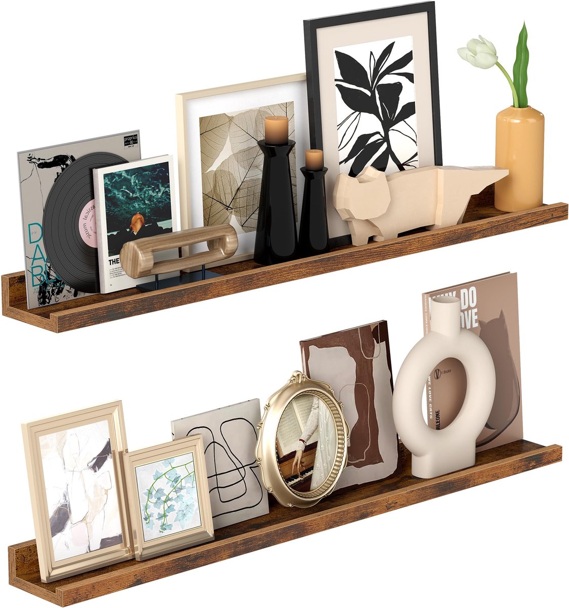 Famanu Wandplanken set van 2, Zwevende planken, 80 cm breed Zwart