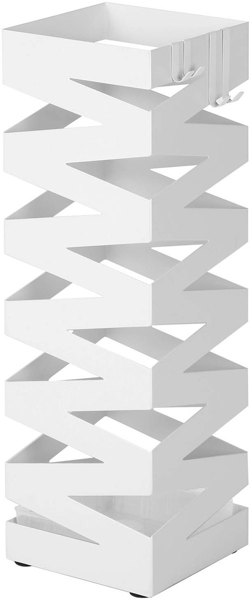Famanu Parapluhouder van metaal, vierkant, 15,5 x 15,5 x 49 cm Wit