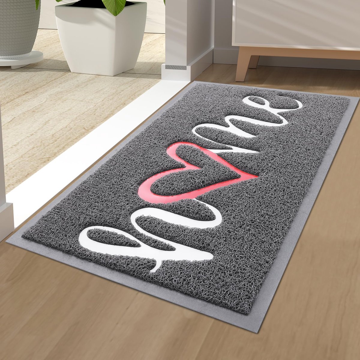 Famanu Antislip deurmat voor binnen en buiten, wasbare vuilvangmat voor huisdeur en tuin, 40 x 60 cm, grijs