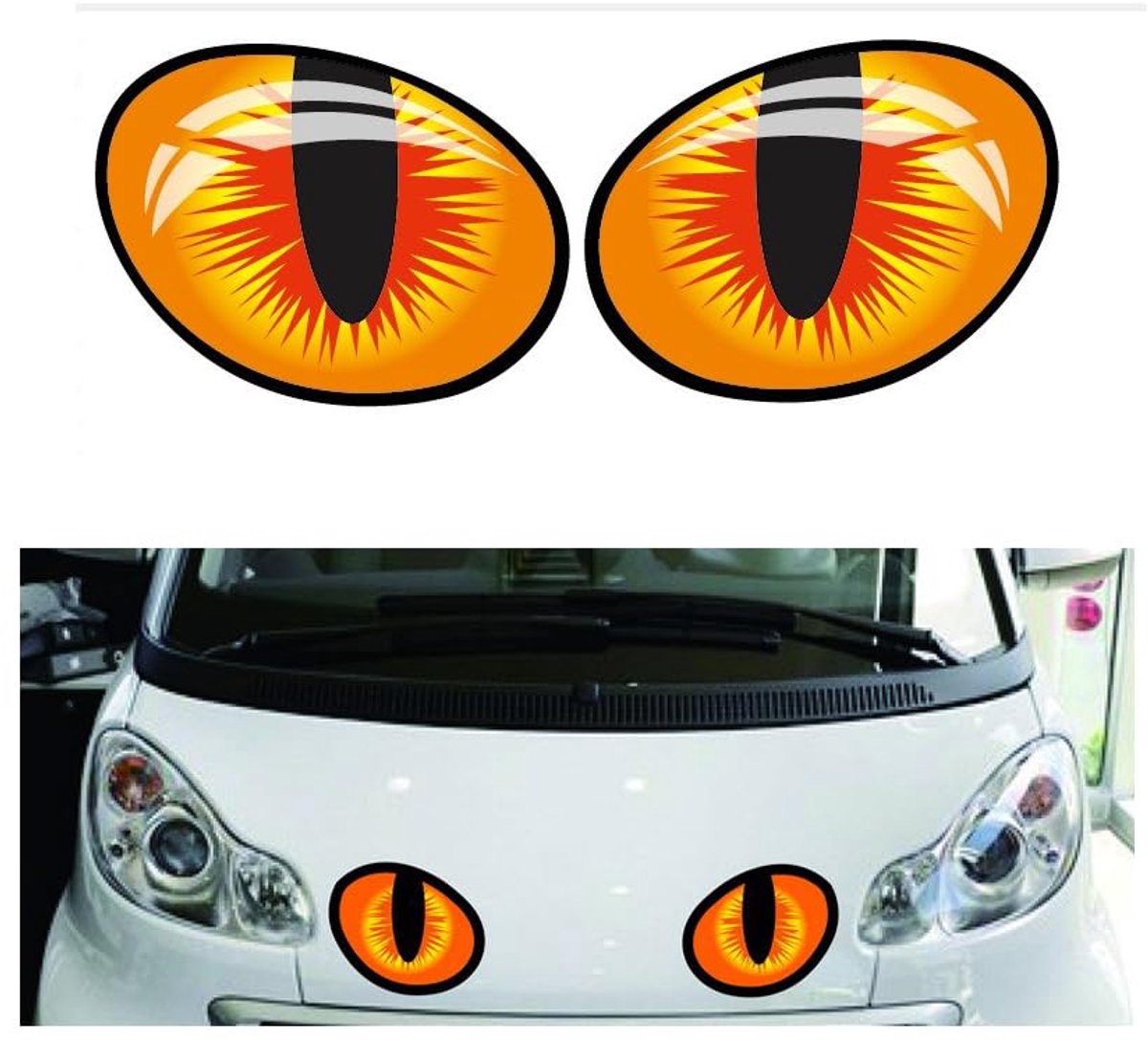 2 Paar Vinyl Kattenoog Stickers voor Auto, Motorhelm en Robotstofzuiger
