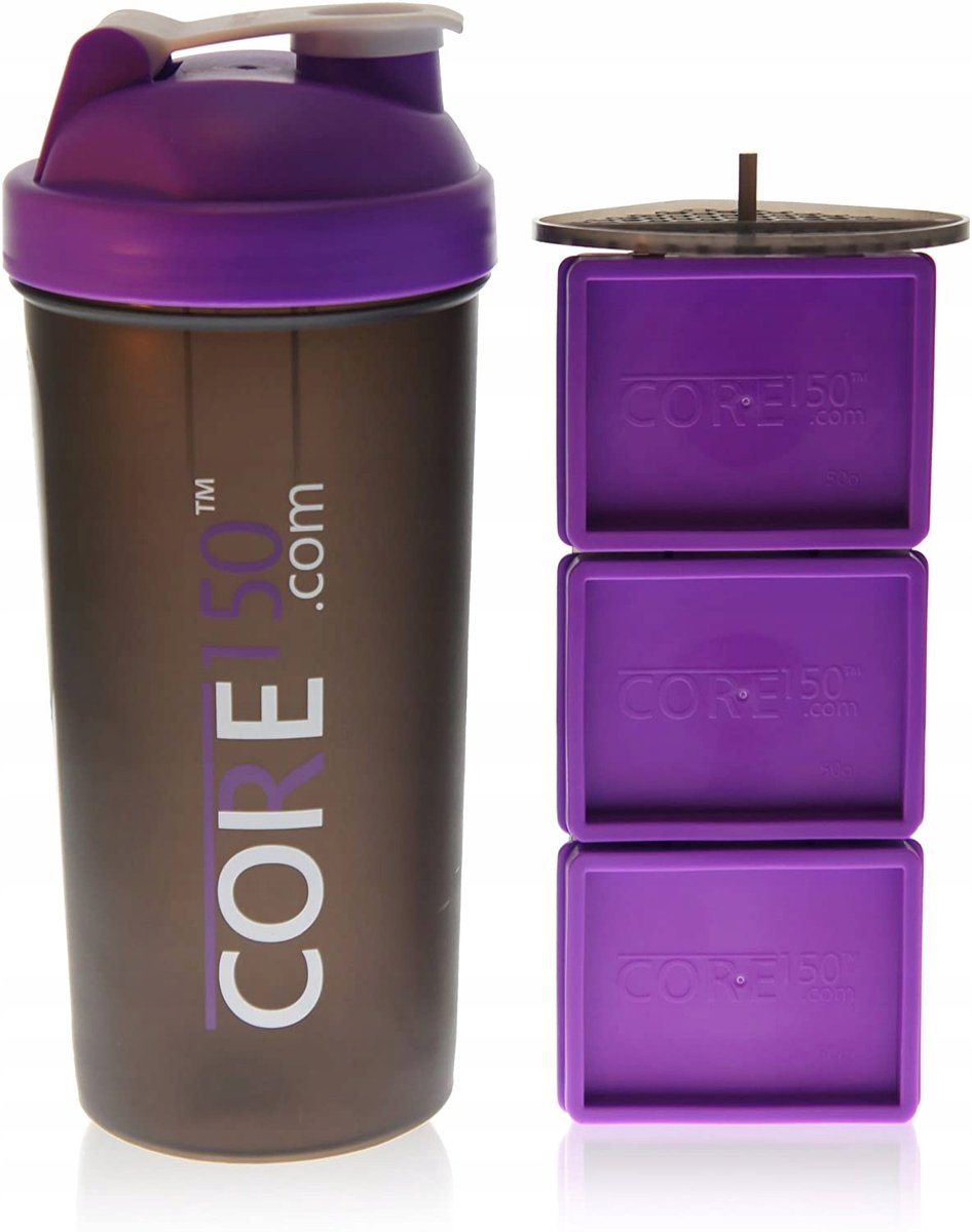 Merkloze Shaker Fles 1L met poedercompartimenten