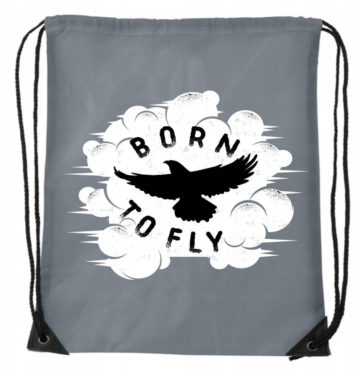 Grijze Sporttas Rugzak BORN TO FLY - Training, Gym, Schoenen
