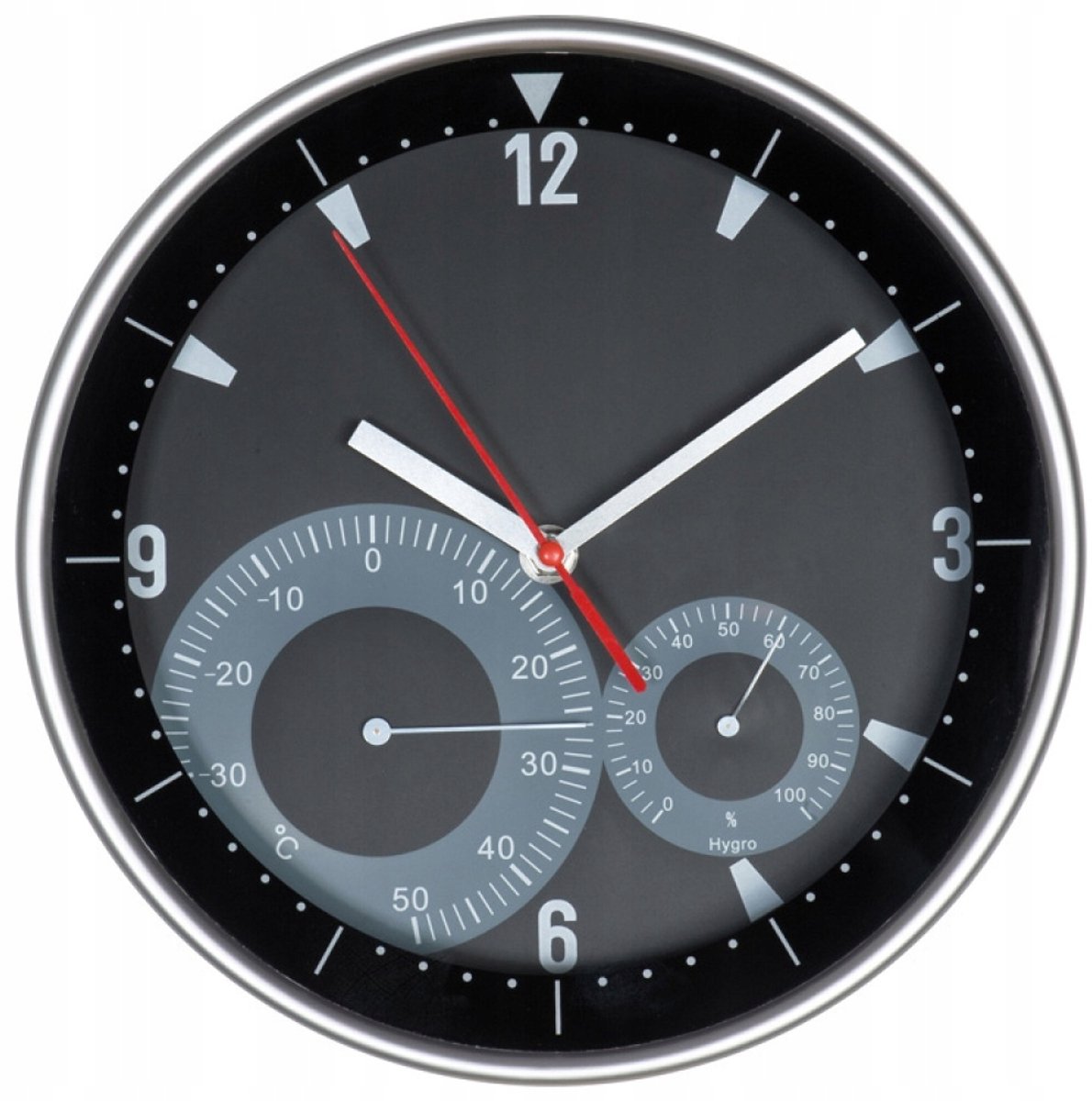 Moderne Wandklok met Hygrometer en Thermometer - Rond Plastic