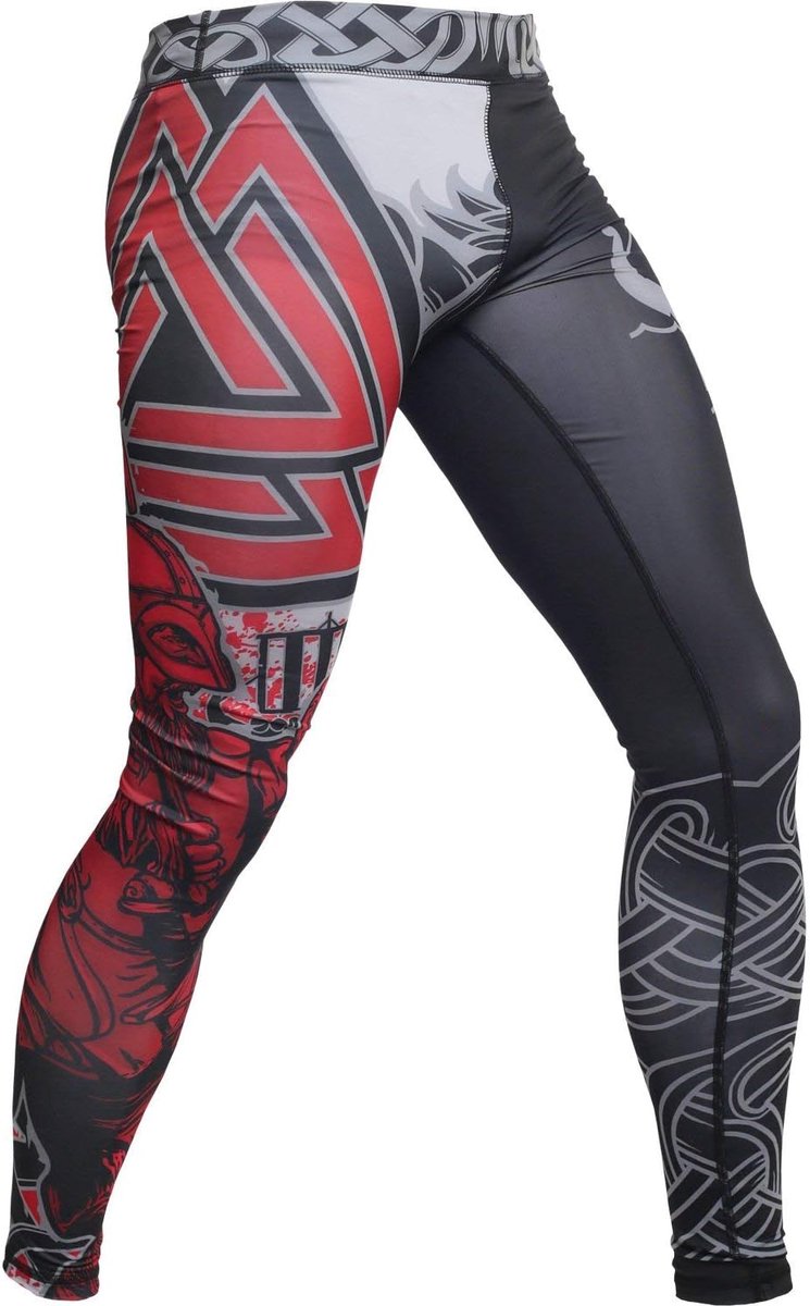 Compression pants heren 3XL - grijs rood - MMA BJJ grappling - ideale basislaag voor training - ShopVlot