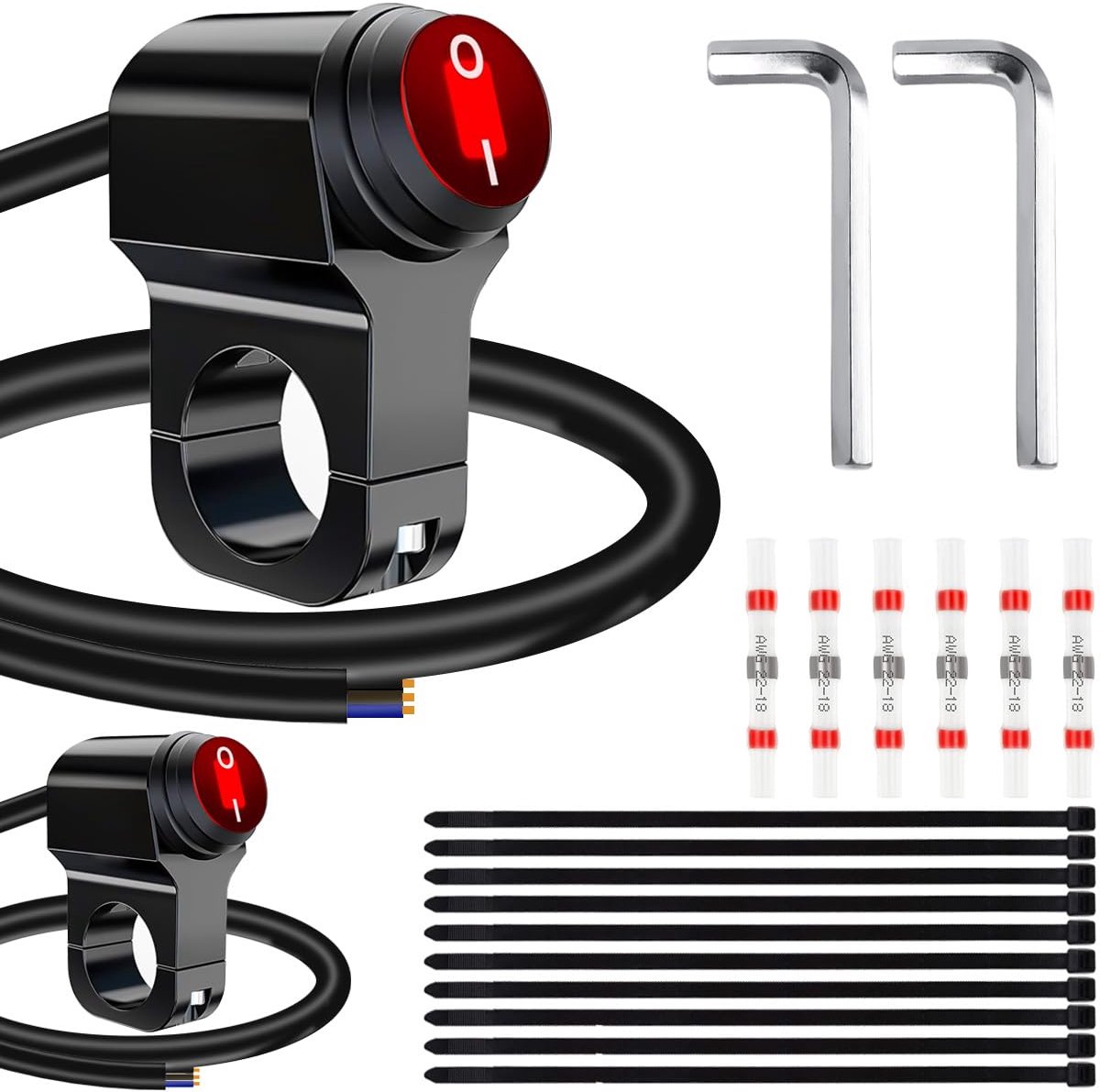 Lichtschakelaar 12 V - Rood - Waterdicht - Universele motorhandlebar schakelaar - ShopVlot