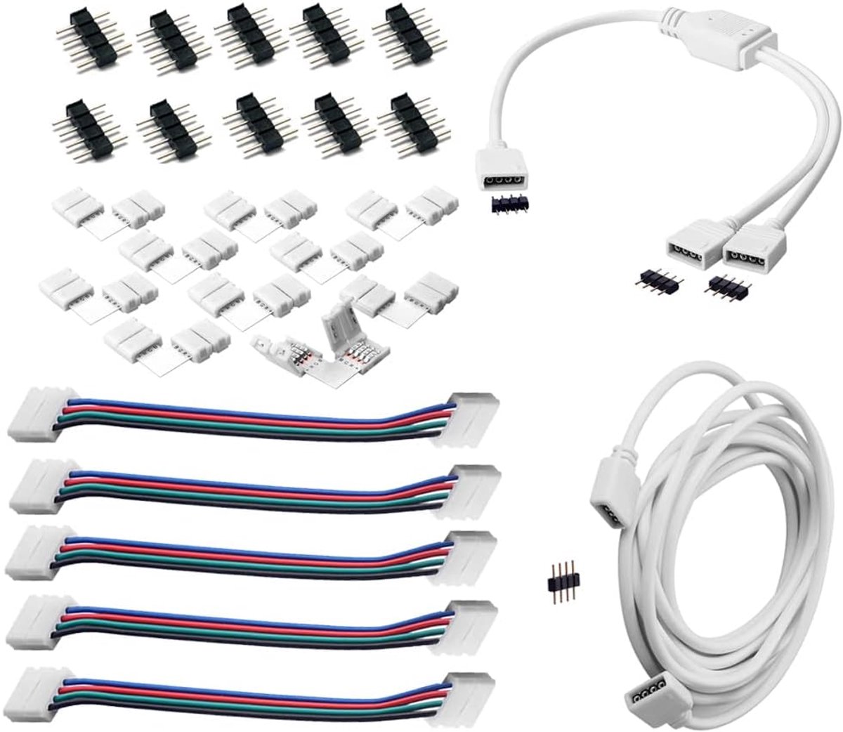 LED strip connector 1 m - 4-pins hoekverbinder - verlengkabel - eenvoudig RGB LED strips uitbreiden - ShopVlot