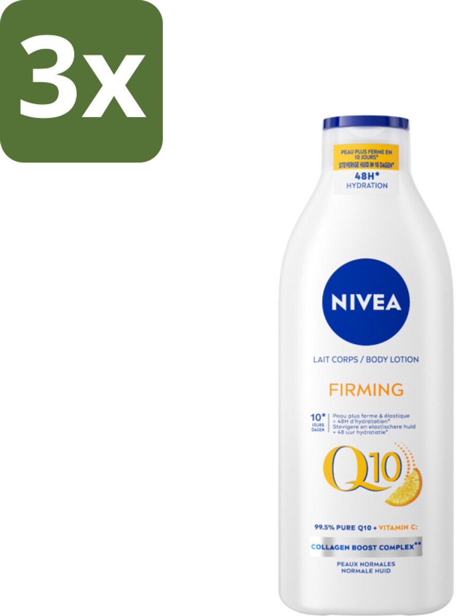 Nivea - Q10 - Verstevigende Bodylotion - Vitamine C - 48 uur Hydratatie - Voor Normale Huid - 400 ml - Bulkverpakking - 3 stuks