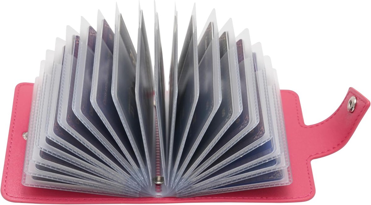 Kaarthouder voor Dames en Heren - Lederen Rozerood - 40 Verticale PVC Kaartsleuven - Perfect voor Organisatie - ShopVlot