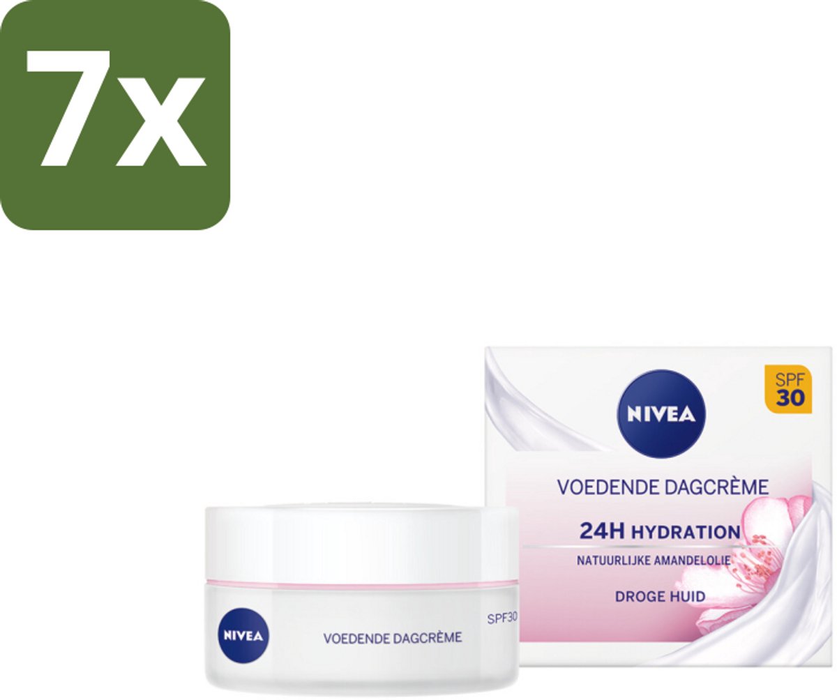 NIVEA - Essentials Dagcrème - Voedende Gezichtscrème - SPF 30 - Met Amandelolie & Sheaboter - Droge huid - 50 ml - Bulkverpakking - 7 stuks