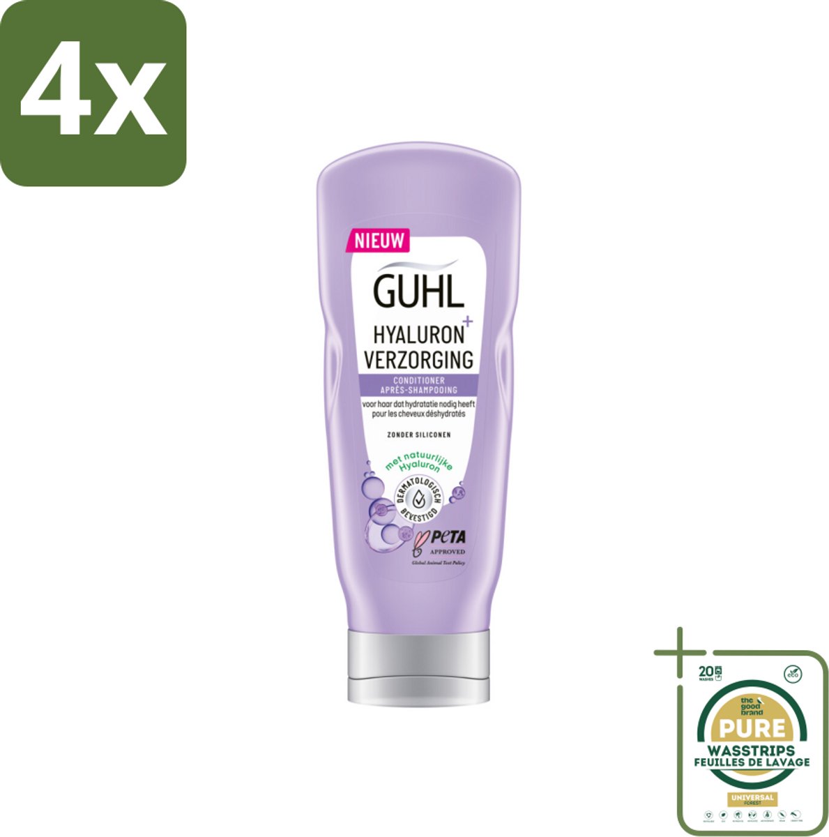 Guhl - Conditioner - Hyaluron+ Verzorging - 200 ml - Voordeelverpakking - 4 stuks - Droog haar - Haarverzorging