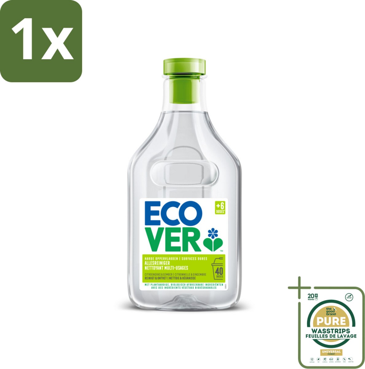 1 x Ecover - Allesreiniger - Citroengras & Gember - 1 liter- Ecover Allesreiniger - Citroengras En Gember - Plantaardige Reiniger - Natuurlijke Reiniger - Reiniging Zonder Chemicaliën