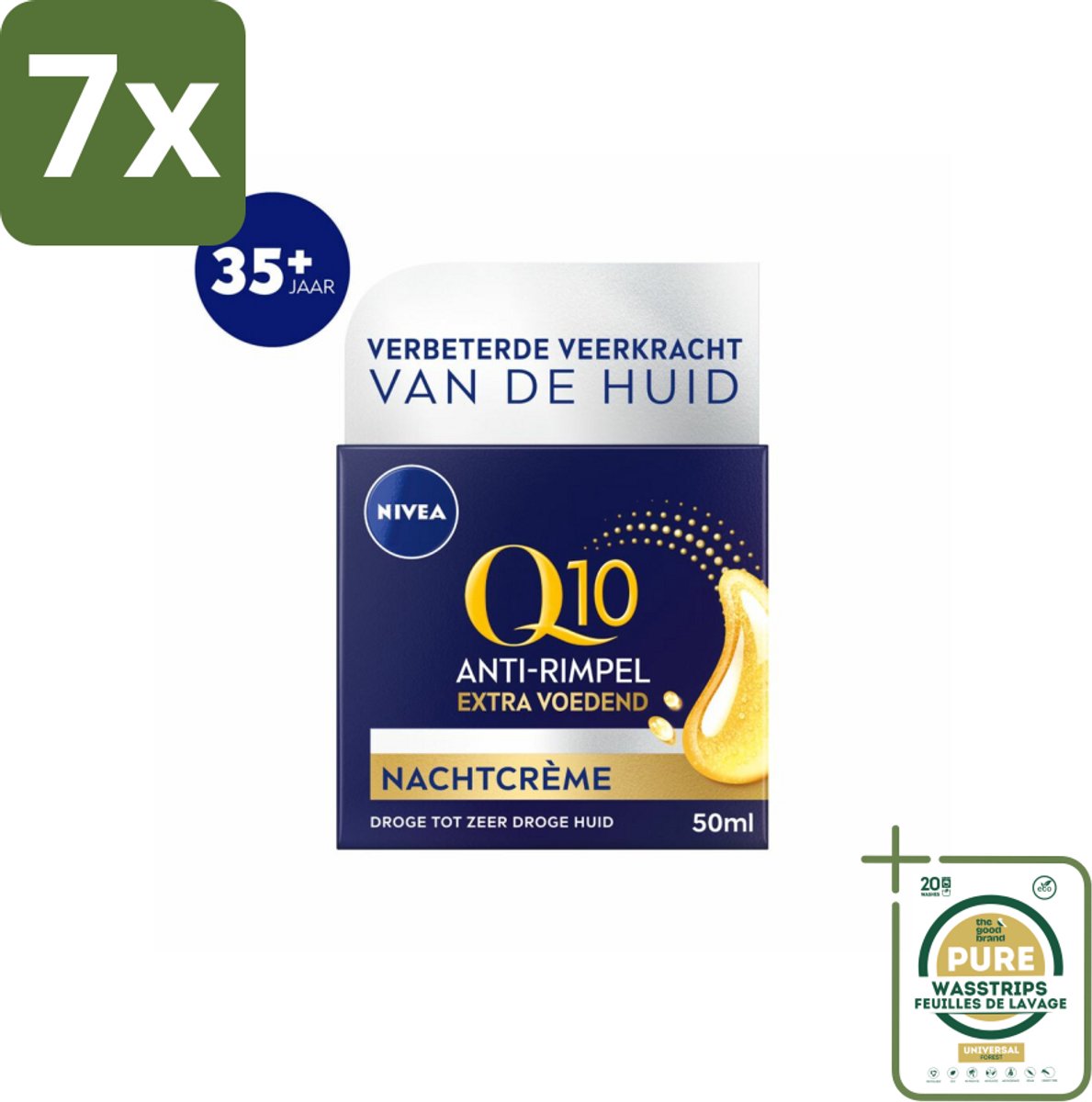 7 x NIVEA - Nachtcrème - Q10 Extra Voedend - Voor droge huid - Anti-Rimpel - Met Creatine - 50 ml - Grootverpakking - Nachtcrème - Anti-rimpel - Droge Huid - Q10 - Creatine