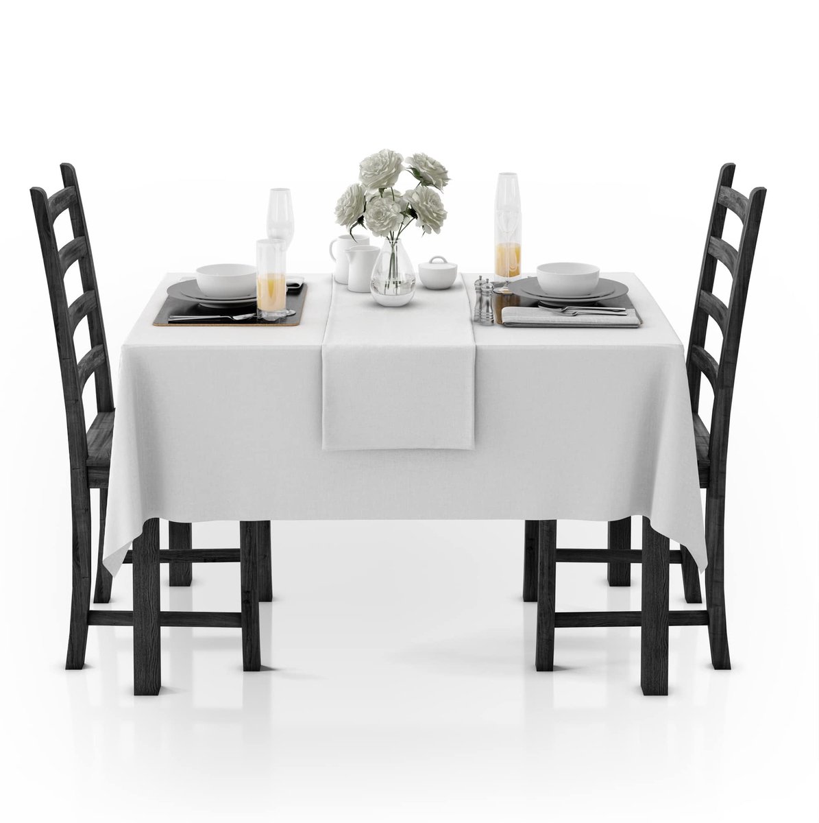 LivinEase Rechthoekig tafelkleed, 140 x 200 cm, 250 g/m², witte tafelkleden van katoenmix, voor 4-6-zits tafel, linnen - ShopVlot