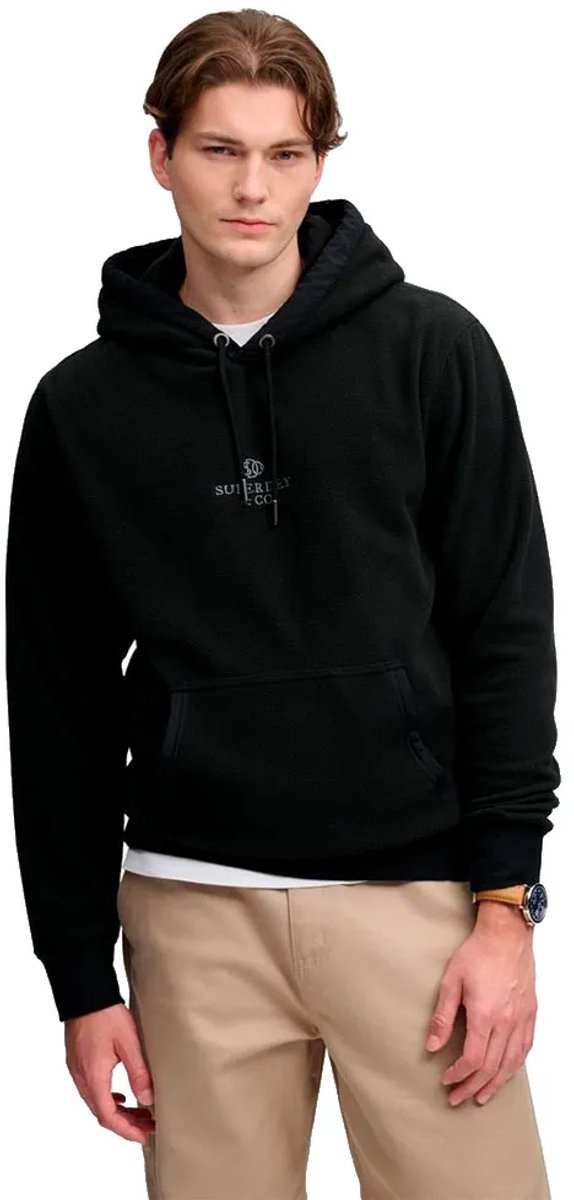 Superdry Micro Logo Fleece Hoodie Heren Hoodies Zwart
