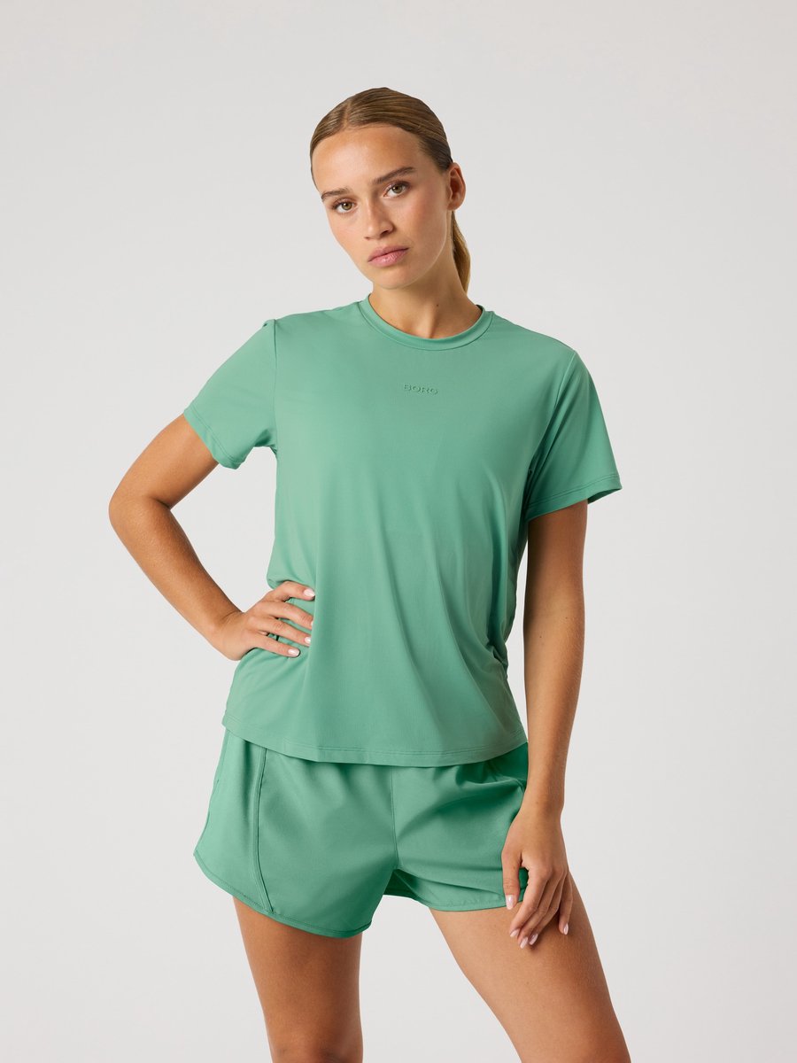 Björn Borg Sportshirt Dames Korte Mouwen Vrouwen - Gerecycled Polyester - Malachite Groen - Maat XL
