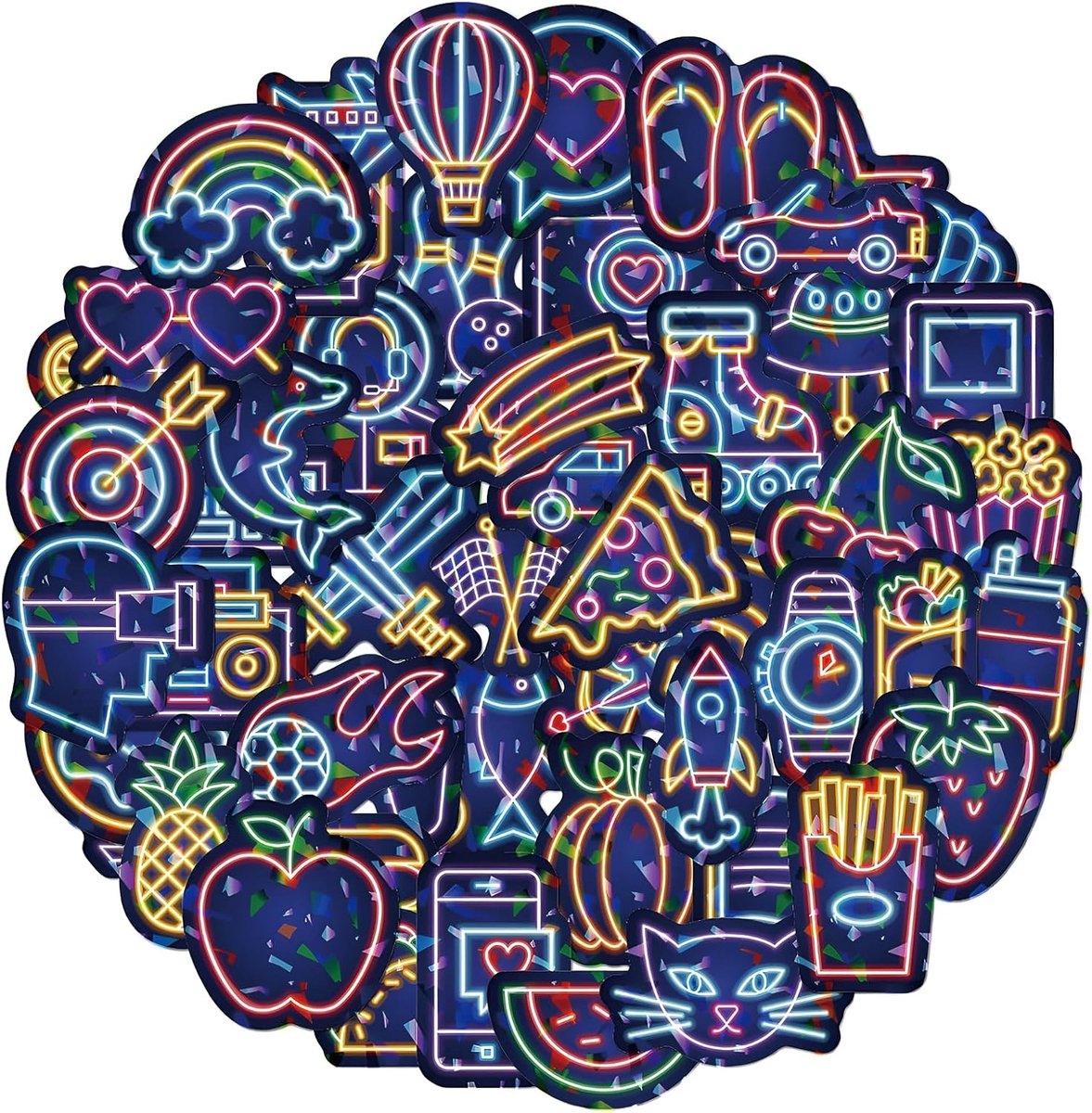 Stickers 50 stuks - neon kleurenmix - voor laptop, dagboek, planner - creatieve decoratie - ShopVlot