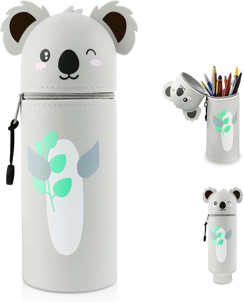 Pennenhouder 2-in-1 - zachte siliconen tas - Kawaii cartoon design - ideaal voor kleurpotloden - ShopVlot