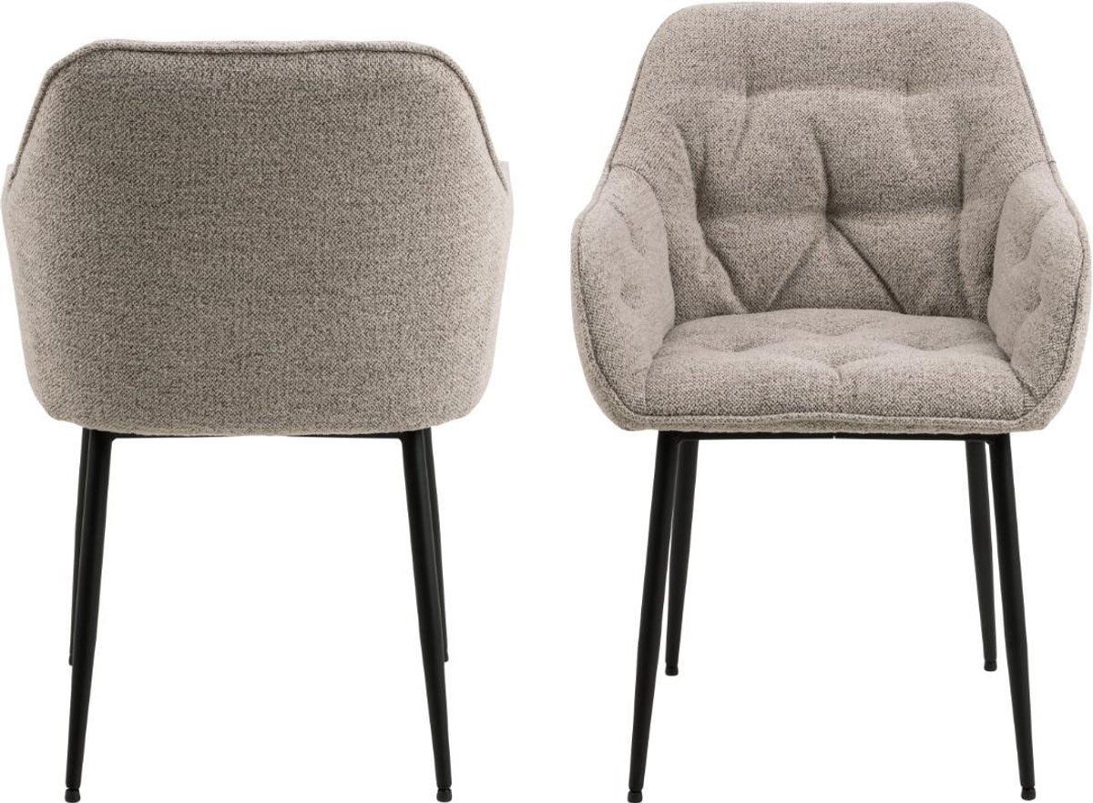 Eetkamerstoel Zion Monza Met Armleuning Beige - Giga Living - Set van 2