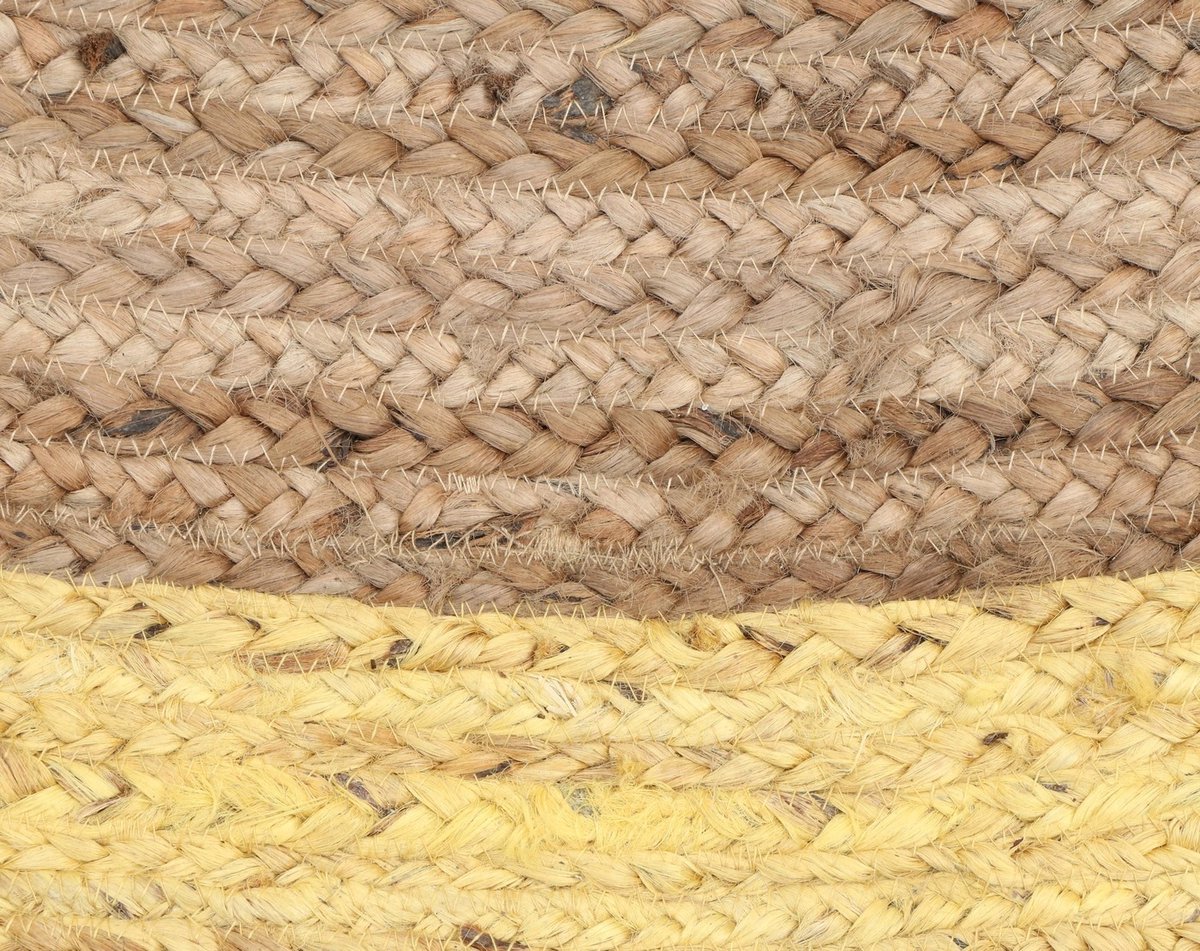 Vloerkleed Rond 150cm Jute - Naturel/Geel - Kleed Jaipur Klassiek - Giga Living